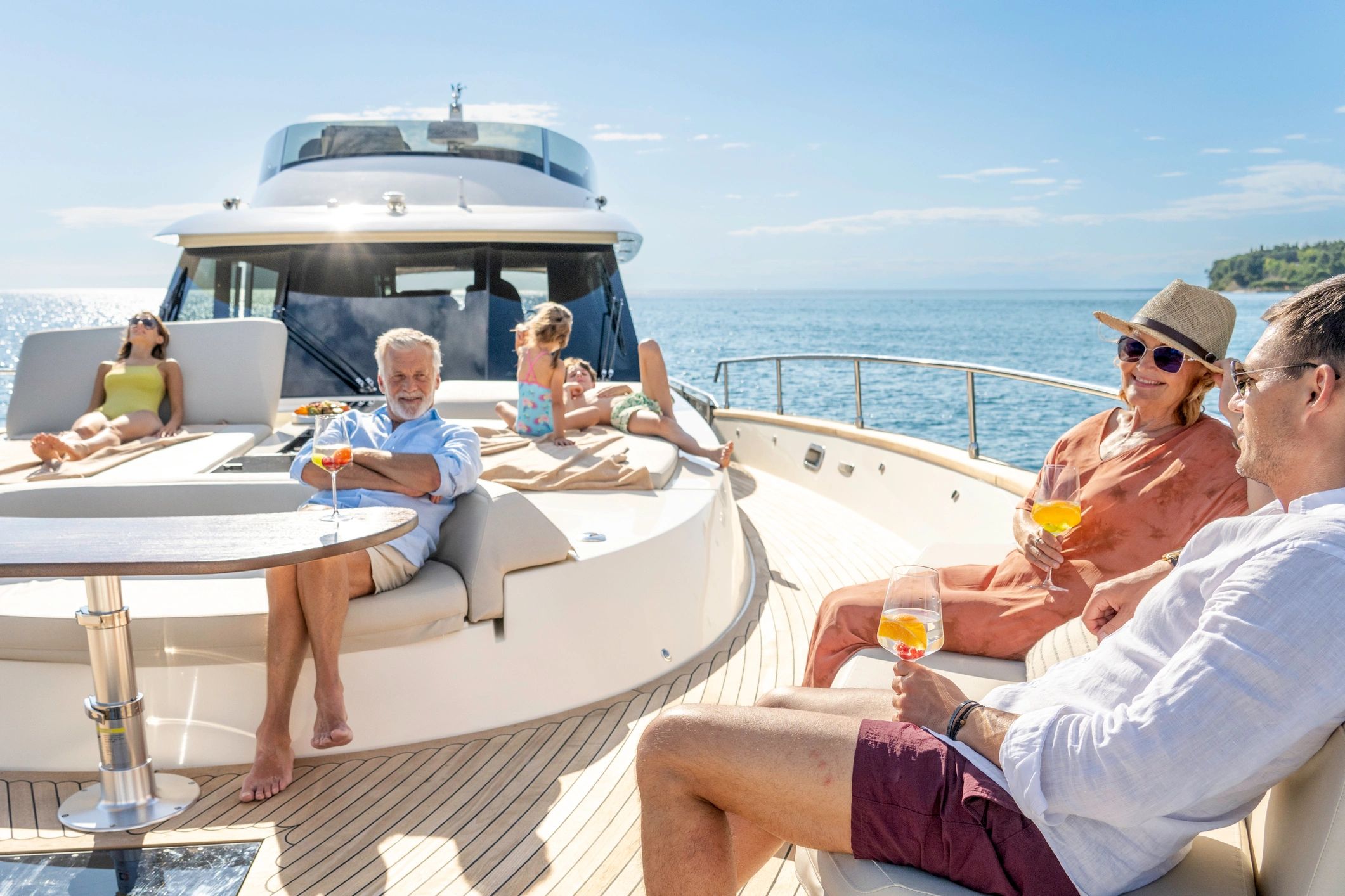 food and wine on yacht